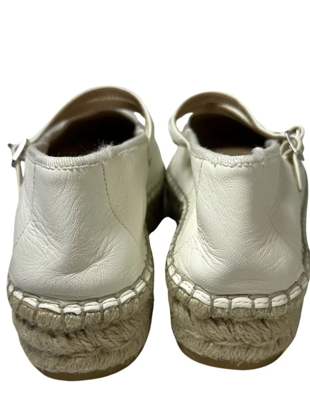Steve Madden Brinn Mary Jane Espadrille Platform Flats White Leather Womens 9